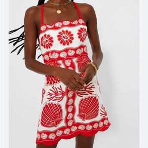 Farm Rio Ainika Shell Mini Dress red white
